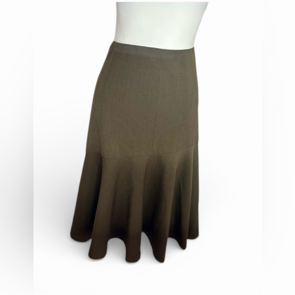 Lauren Ralph Lauren brown wool blend trumpet hem Skirt size 12 classic old money
